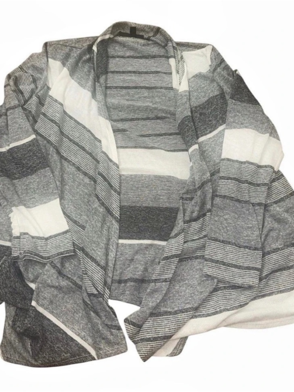 Star Vixen Striped Open Front Shrug Gray & White Size 2X